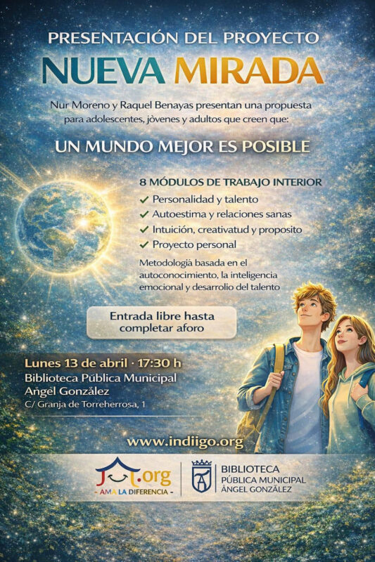 Cartel presentación Proyecto Nueva Mirada Indiigo - 13 de abril